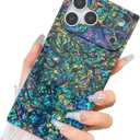 KERZZIL Elegent Pearl Pattern Compatible with iPhone Rectangle Edge Case, Slim Soft TPU Silicone Protective Bumper Cases Cover(Black Pearl,17)