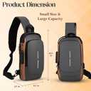 Unisex Anti-Theft Sling Bag with USB Port, Water-Resistant Crossbody Chest Backpack for Travel & Work