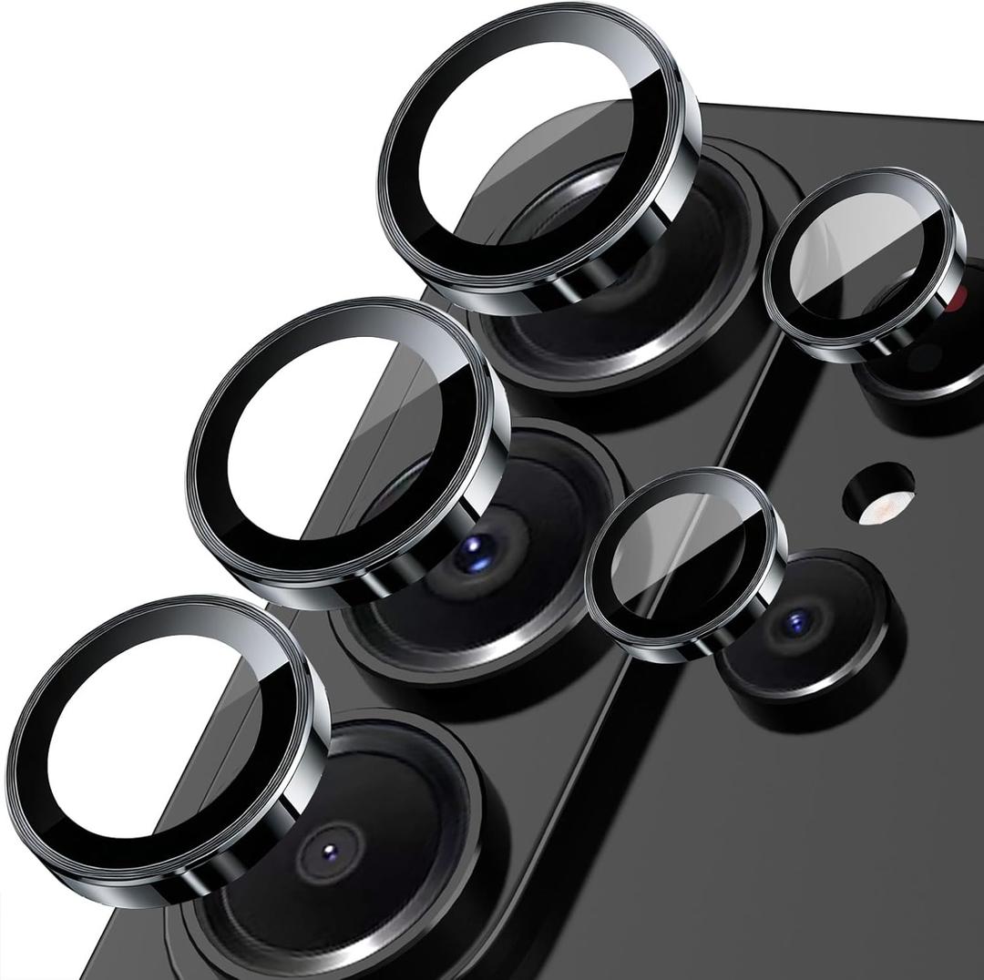 SiHPuoy 2 Sets Camera Lens Protector for Samsung Galaxy S26 Ultra, Metal Aluminum CircleTempered Glass Camera Protector, Military Grade ShatterproofCase Friendly, Accessories Lens Protector-Black