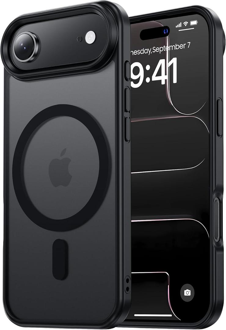Tigowos Magnetic for iPhone Air Case Fits MagSafe 16FT Drop Resistant Matte Skin Feeling Back Cover Shockproof Slim Fit for iPhone 17 Air Phone Case 6.5 inch,Black