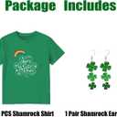 GONOSEED 6Size Shirt+Earrings St Patricks Day Shirt Women St Patricks Day Outfits for Women Shamrock Earrings Accessories (Large)