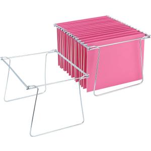 2 Packs Hanging File Folder Frame,Heavy Duty Steel Hanging File Organizer,File Cabinet Rails,Adjustable 11 to 17.4 Inches