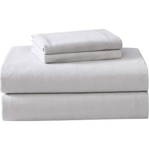 Laura Ashley - Flannel Sheets Twin Size, Anti-Pilling & Wrinkle Resistant Cotton, Touchably Soft for All-Season Comfort - Bed Sheets with Matching Pillowcase & Fitted Sheet (Cloud Grey)