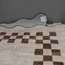 GarveeHome Washable Rug 5x7 for Living Room Large Bedroom Scalloped Rug Non Slip Stain Resistant Modern Border Throw Carpet Soft Boho Rug for Dining Room Nursery Home Office, Beige