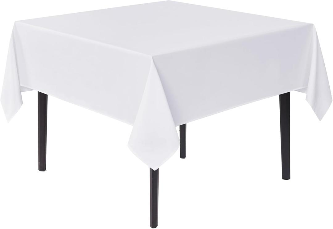sancua White Square Tablecloths 60x60 Inch - Fabric Table Cloth for Square or Round Tables, Washable Polyester Table Cover for Dinner, Holiday Party, Decorative Display Tables sancua White Square Tablecloths 60x60 Inch - Fabric Table Cloth for Square or Round Tables, Washable Polyester Table Cover for Dinner, Holiday Party, Decorative Display Tables