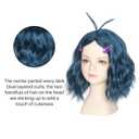 Miss U Hair Short Wavy Deep Blue Wig with Hairpins Center Part Kids Child Fun Anime Cosplay Wig