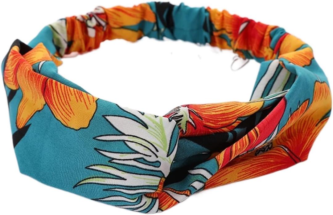 Ikat Rambut Wanita Warna Polos Silang Ikat Rambut Cetakan Anak Perempuan Ikat Kepala Bunga Mode Turban Aksesori Rambut (Size : RW1)