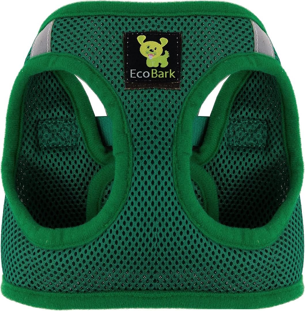EcoBark Dog Harness - Luxury Step in Mesh Dog Harnesses in Forest Green - Soft & Secure Dog Harness Vest Body Wrap (Small- 7 to 10 lbs - Chest Up to 14 in (Pack of 1)