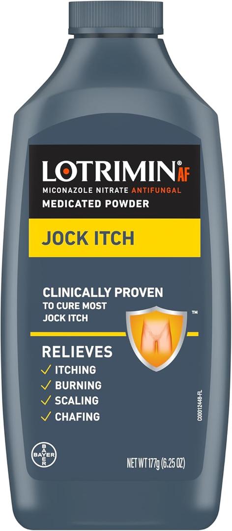 Lotrimin Antifungal Jock Itch Medicated Powder with Miconazole Nitrate, Jock Itch Treatment for Men, Women, and Kids Over The Age of 2, 6.25 oz Bottle