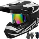 Motocross Helmet,Youth & Adult ATV Dirt Bike Motorcycle,BMX 4-Wheeler Off-Road Mountain Bike Helmet,DOT Certified,W/Gloves Goggles Mask 4-Piece Set (01 Gray, Small)