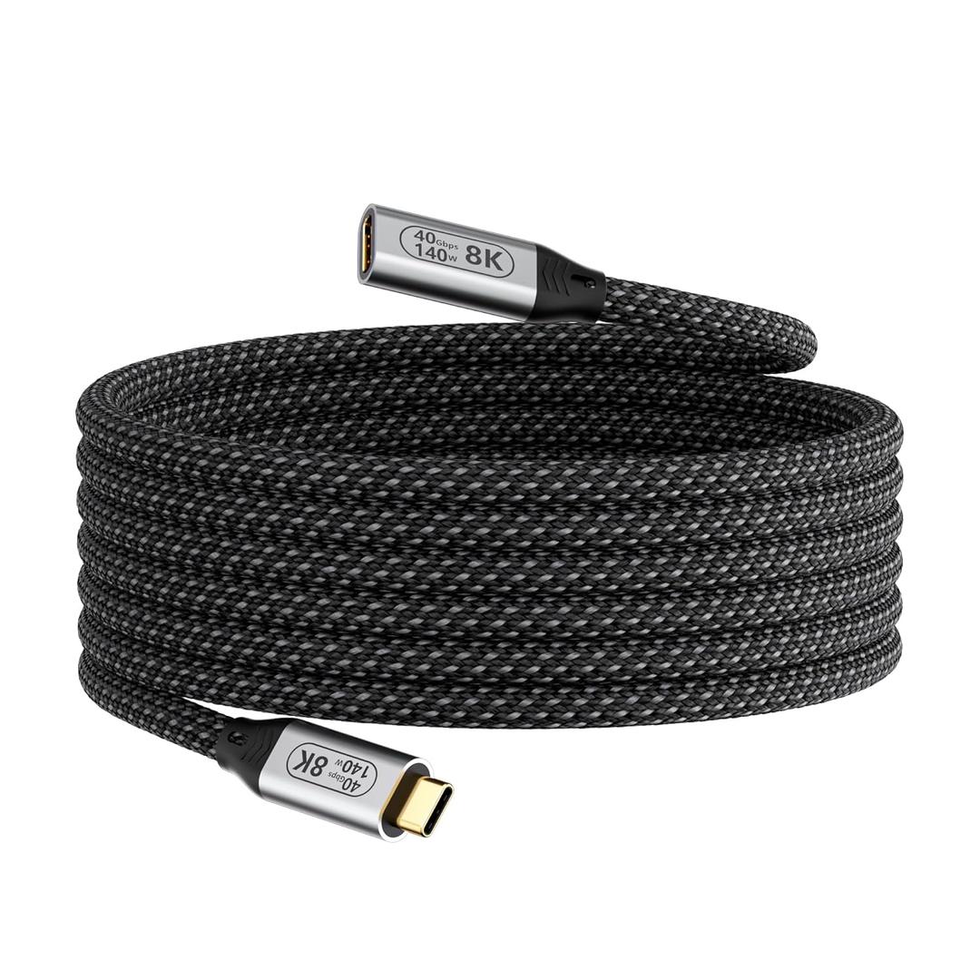 USB-C Male to Female Extra Long 10ft/3M USB4 Data Cable, Compatible Thunderbolt 4, 8K Video Transmission, 40Gbps Data Transfer, 140W PD Fast Charging