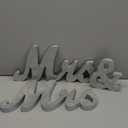 Adeeing Vintage Style Silver Glitter Mr and Mrs Signs for Wedding Sweetheart Table, Wooden Freestanding Letters, Photo Props, Rustic Decoration, Anniversary Shower (Large)