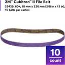 3M Cubitron II File Belt, 33439, 60+ Grit, 3/8 in x 13 in, Pack of 10 File Belts, Resin Bonded, Spot Weld Removal