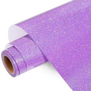 WRAPXPERT Lavender Glitter HTV Heat Transfer Vinyl Roll, Holographic Glitter HTV Vinyls, 12" x5ft Light Purple Sparkle Iron on Vinyl for Heat Vinyl Design, Shrits, Easy to Cut & Transfer