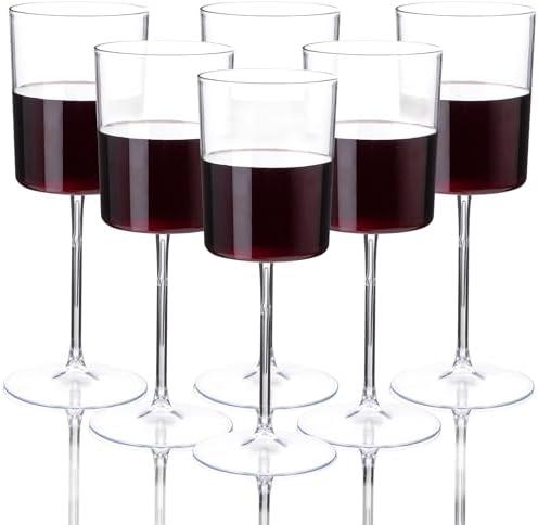Ciaell 6 Pack Clear Plastic Wine Glasses - 14Oz Plastic Wine Glasses with Stem - Disposable Stemmed Wine Glasses for Parties & Weddings & Outdoors & Valentine's Day