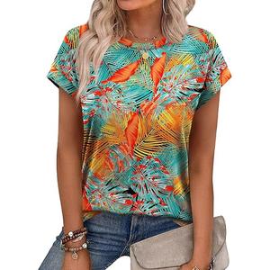 Alaroo Womens Summer Tops Short Sleeve Shirts Crew Neck Cute Trendy Tunic Blouses (S)