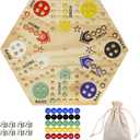 16” Wooden Wahoo Board Game, Original Marble Game Set for 4 or 6 Players