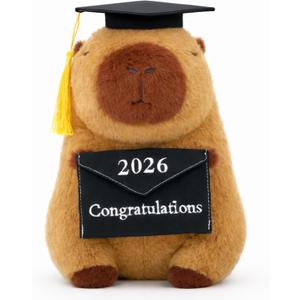 Graduation 2026 Capybara Plush Toy, 9 Inch Capybara Stuffed Animal with Graduation Cap and Diploma, Class of 2026 Congratulations Plush Gift for Kids, Teens, Seniors and Graduates