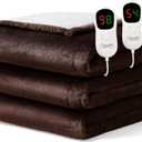 Homemate Electric Heated Blanket Queen Size - 84"x90" Heating Blanket Queen Size Dual Control 1/2/4/6/8 Hours Auto-Off 10 Heat Level Over-Heat Protection Flannel Sherpa ETL Certification