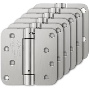 Luxbaro 6 Pack Self Closing Door Hinges, 4 Inch Spring Loaded Door Hinges, Adjustable Tension for Garage, Front Door, Back Door, for Left and Right Hand Door, 5/8'' Radius Corners, UL Listed