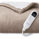 Bedsure Heated Blanket Throw Blanket - Fast Heating Electric Blanket, Soft Flannel Heated Throw with 4 Time Settings, 6 Heating Settings, Warm Gifts for Grandma Grandpa (50x60 inches, Taupe