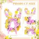 Suncalla Easter Bunny Wreaths for Front Door Artificial Spring Floral Easter Rabbit Wreath with Pink Bow Decoration for Home Indoor Outdoor Window Wall Holiday Party Decor
