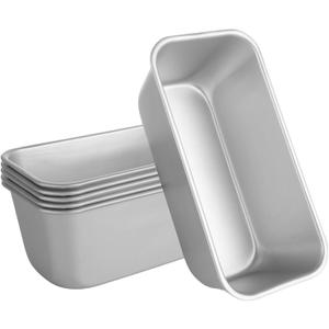 AKOLAFE 6 Pack Aluminum Loaf Pans 8x4 Inch Banana Bread Pan for Homemade Bread Baking Pan for Oven 2.8 Deep Metal Meatloaf Pan Sandwich Bread Loaf Pans for Baking Bread Tins for Baking Meat Loaf Cake, 7.9x3.9x2.8 Inch