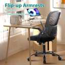 Sweetcrispy Home Office Managerial Executive Chair, Ergonomic Mesh Adjustable Swivel Mid-Back Chair with Comfortable Lumbar Support, Comfy Arms for Bedroom,Study,Student, 18.5"D&Flip-up Arms-Plus
