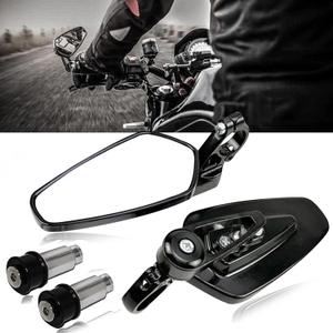 Black 7/8" Bar End Motorcycle Mirror Rearview CNC Motorcycle Mirrors Compatible With Honda GROM MXS125 CB500F Yamaha MT-03 MT-07 FZ-07 MT-09 MT-10 Z125 pro Z650 Z750 and More
