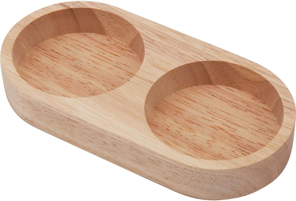 GORGECRAFT Wooden Salt and Pepper Mill Tray Acacia Wood Tray Peper Mill Holder Mills & Shakers Salt & Pepper Grinder Rest for 2 Mills Accessories Kitchen Storage Holder Home Decor Crafts, Wheat