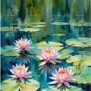 Flowers Paint by Numbers Kit for Adults - DIY Lotus Flowers on Water Painting on Canvas, Acrylic Paint Set, Suitable for Beginners, Nature Art for Home Decoration or Gifts(8X12IN Framed)