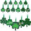 20 Pcs St Patricks Day Ornament for Tree, Green Clover Felt Shamrock Hanging Ornament with Lucky, Happy St Patricks Day for Lucky Day Party Tree Table Decorations (5 Styles)