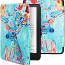Slim Case for All-New 7" Kindle Paperwhite 12th Gen 2024&Kindle Colorsoft Signature Edition 2024, PU Leather Shell PC Cover with Auto Wake/Sleep, Deer