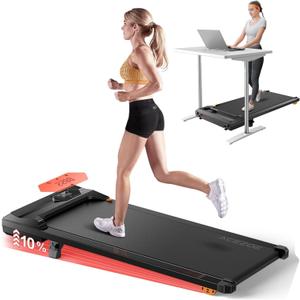 Walking Pad Treadmill with Incline, Under Desk Treadmills for Home Office, 10% Manual Incline Portable Treadmill with Remote Control/APP and Standing Anti-Slip, 265lb Capacity, 2.5HP Low-Noise (Black)