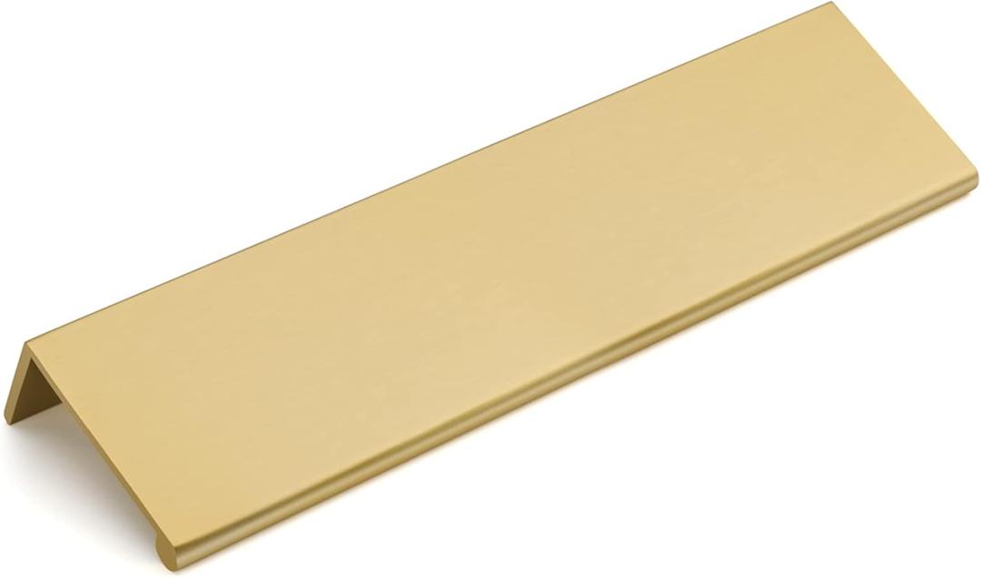 goldenwarm 15 Pack Gold Finger Edge Pulls Drawer Finger Pulls Champagne Gold Kitchen Hardware Handles Bedroom Dresser Drawers,5in Hole Center