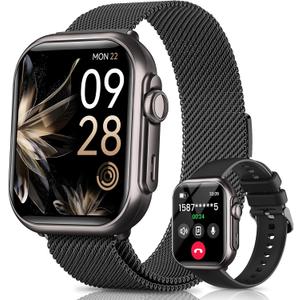 Smart Watches for Women Reloj Mujer: Smartwatch with 30Day Battery Life SpO2 Sleep Heart Rate Monitor, Bluetooth Calls, 120 Sport Modes IP68 Waterproof Fitness Tracker watch for Android iPhone 2Bands