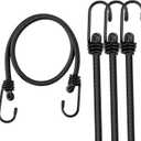 WORKPRO 24 Inch Bungee Cord with Hooks, 4 Pack Superior Rubber Heavy Duty Straps Strong Elastic Rope for Outdoor Tent, Luggage Rack, Camping, Cargo, RV, Bike, Transporting, Storage, Black