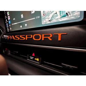 Interior Radio Dashboard Letter Inserts Compatible with 2025 2026 Passport Models, 3D Raised & Strong Adhesive ABS Plastic Emblems Decals Letters, NOT Thin Decals- Orange