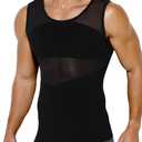 Arjen Kroos Men's Slimming Shirt Mesh Compression Shirt 4-Way Stretch Body Shaper for Chest,Abdomen & Posture Support (XX-Large)