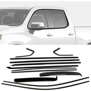 Stainless Steel Window Trim Chrome Delete for Silverado Sierra 1500 Crew Cab 2019-2026 Black Window Trim Blackout Kit