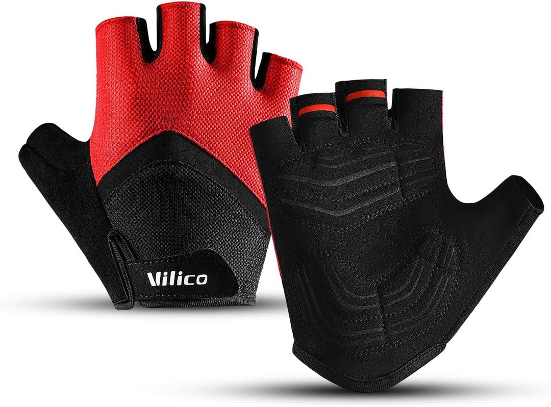 Fingerless Cycling Gloves for Men Women, Bike Gloves for Men Bicycle Accessories, Guantes para Bicicleta Hombre Guantes Ciclismo Hombre (X-Large, Red)
