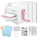 CraftGenes Mini Die Cutting and Embossing Machine with Starter Kit, 8.5 cm (3.5") Feed Slot for 3" Paper, Includes 24 Accessories for DIY Crafts, Card Making & Scrapbooking(Pink)