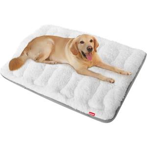 Dog Bed Crate Mat(42" X 28"), Soft Plush Dog Bed Pad Machine Washable Crate Pad, Dog Sleeping Mat with Anti Slip Bottom,X-Large, White