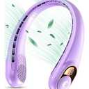 GULAKI Neck fan, Portable Fan with 5-17H Lifespan, 4000mAh Neck fan air conditioner with 3 Adjustable Speeds and 64 Cool Lights, Rechargeable Neck Fan, Hands-Free Cooling fan for Summer (Purple)