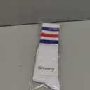 Henwarry Over the Calf Tube Socks Classic Triple Stripes Cotton Retro Athletic Socks for Men and Women (One Size, A01-blue/Red/White)