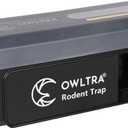 OWLTRA OW-7 in-/Outdoor Electric Rodent Trap, Instant Kill Mouse & Rat Zapper with Waterproof Cover, Sound & Light Alarm, and Batteries or USB Power Source, Waterproof Grade IPX4, Black