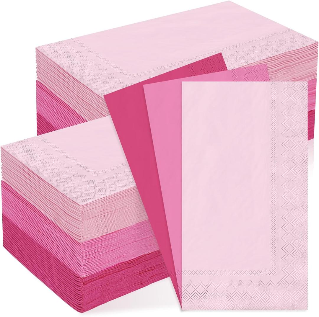 Whaline 150 Pack Pink Guest Napkins 4.3x7.8 Inch 3 Colors Hand Napkin Towel Pink Theme Disposable Paper Napkin Dinner Napkins for Party Celebration Gathering Supplies Table Decorations