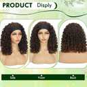 CINHOO Deep Curly Brown Headband Wigs for Black Women 12inch Short Deep Chocolate Brown Base with Gradual Warm Caramel Brown Highlights & Tips Headband Wig for Women Curly Half Wigs with Headbands