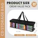 Woanger 20 Pieces Cd Storage Bags Transparent PVC DVD Storage Cases 1000 Cd Total Water Resistant DVD Holder with Handles and Zipper Clear Media Organizer for Albums Video Games