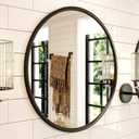 Growsun 24'' Black Round Mirror, Circle Wall Mirror for Bathroom Vanity, Entryway Living Room with Metal Frame for Home Decor, 2 Pack